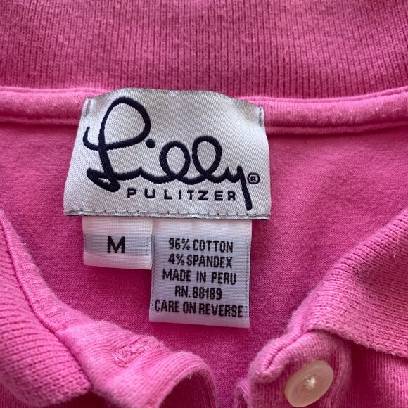 Lilly Pulitzer Deep Pink Soft Cotton Women's Polo M - Picture 3 of 4